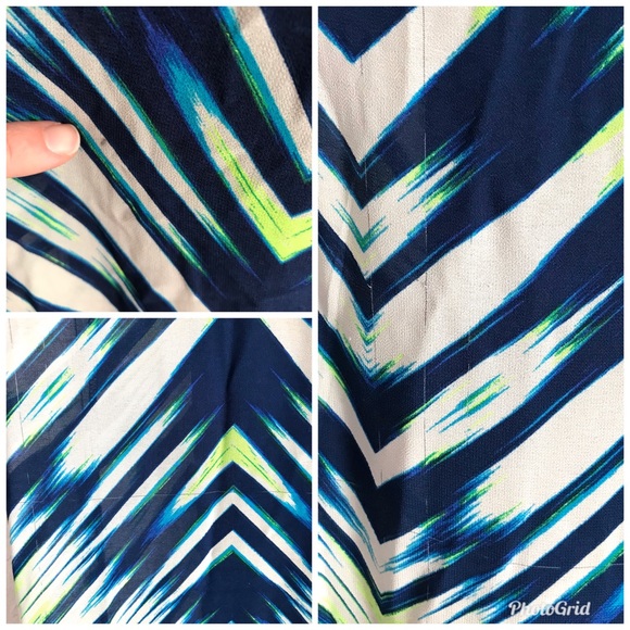 TORRID Maxi Dress Blue White Chevron Sheer Long - Picture 7 of 8